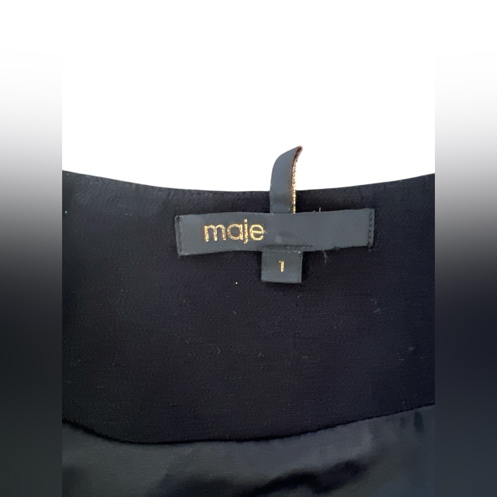 Maje rimage studded midi dress black handkerchief hem 1 waisted 36 small Zipper - Picture 5 of 12